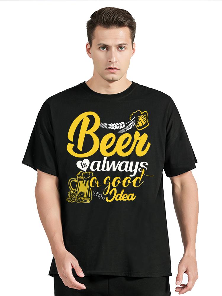 

Beer Is Always A Good Idea Graphic T-shirt Y2k Beer Lover Drinking Party Tshirt Men s Clothing Oversized T Shirt New Cotton T... S разноцветный