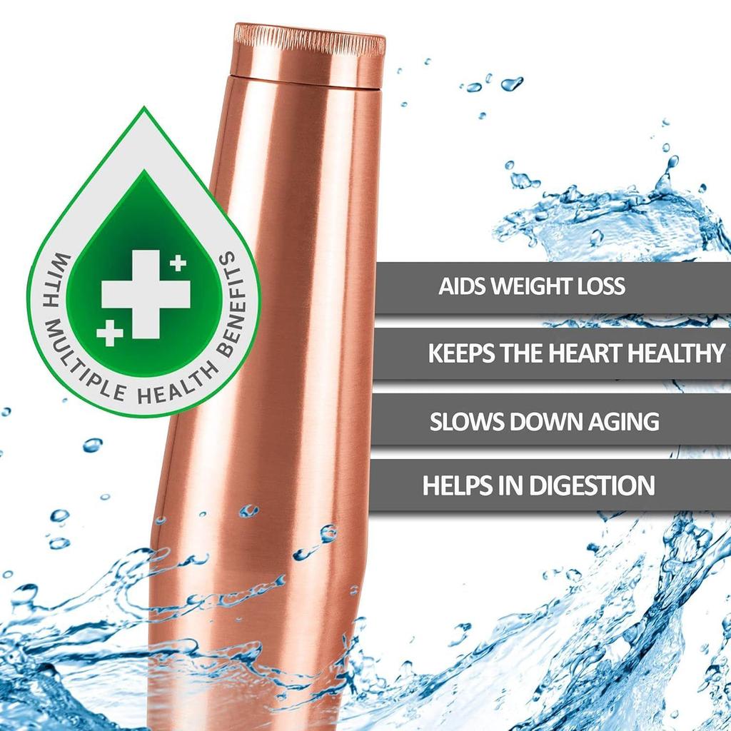 Copper Crown 1100 Water Bottle, Set of 2, 1.09 Litre Each, Copper | 100% Leak Proof | Office, Home,Travel