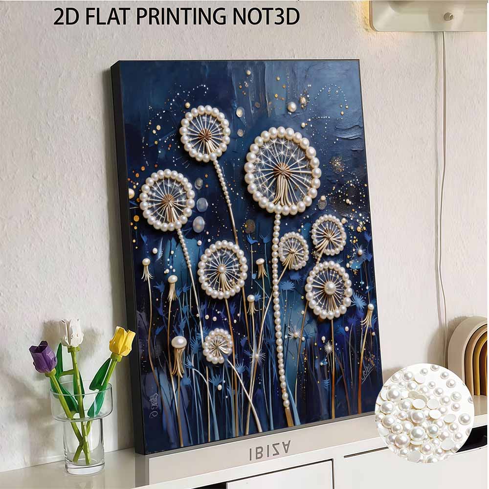DIY 5D Dandelion Pearl Art Kit No Frame Pearl Diamond Painting for Adults 30x40cm Floral Gem Art for Home Wall Decoration & Craft Gift