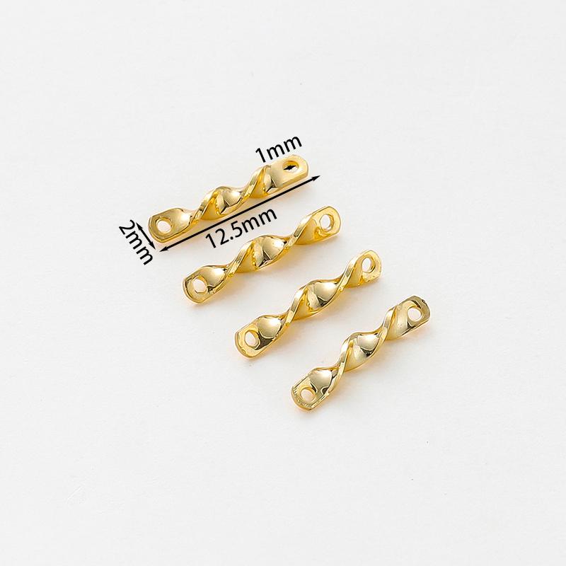 30pcs/lot 2*12.5mm 14K 18K Gold Color Twisted Connecting Rod With Double Hole Earing Charm Sticks For DIY Jewelry Making