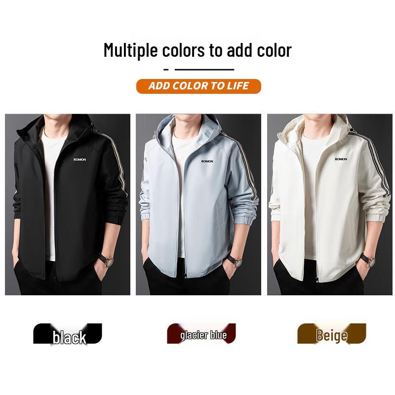 ROMON Men's Casual Hooded Jacket