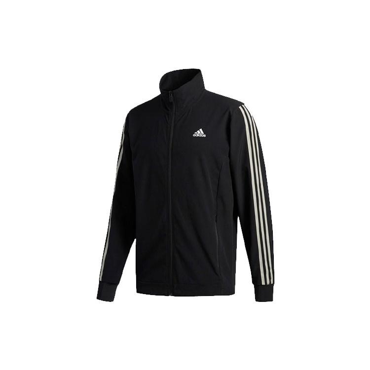 adidas Cool Touch Jkt Training Sports Stripe Stand Collar Logo Jacket Black Men s GE3424 S