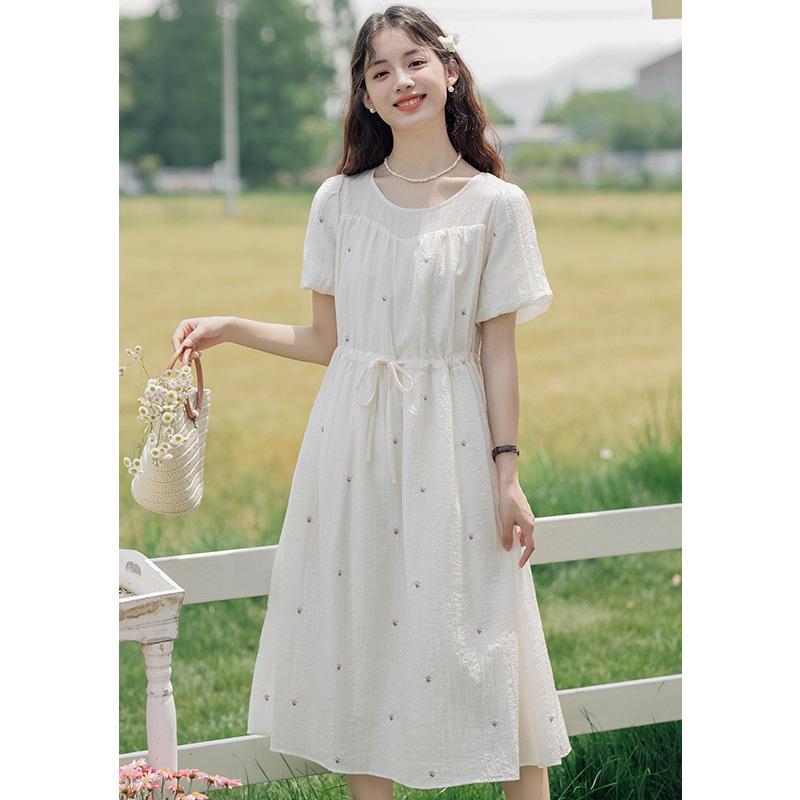 

Летнее милое платье с коротким рукавом-буффом, с принтом, с круглым вырезом, в стиле колледж, платье феи XL абрикосовый