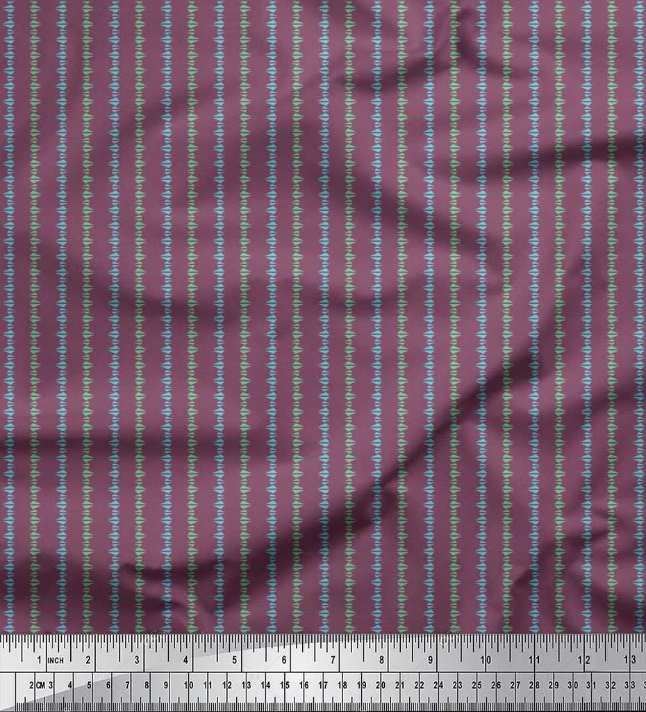 Soimoi Japan Crepe Satin Fabric Triangle Shirting Printed Craft Fabric by the Metre 42 Inch