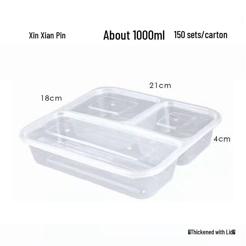 Disposable 3-Compartment Rectangular Takeaway Containers