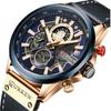Curren 8380 Men's Waterproof Multifunction Sports Quartz Watch with Leather Strap and Calendar.