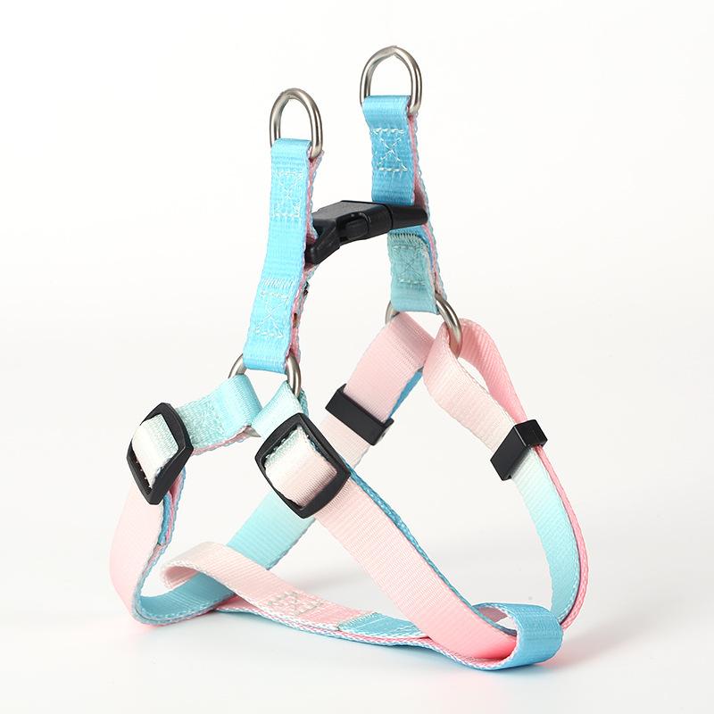Pet Supplies Colorful Dog Leash Out Walking Dog Rope Anti-break Free Dog Rope Gradual Change Pet Chest Strap