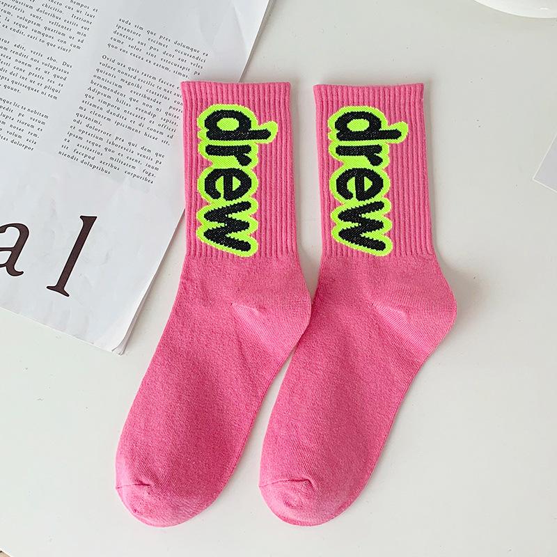 Ladies Spring and Autumn Trend Street Hip Hop Sports Candy Color Assorted Letter In Tube Cotton Socks