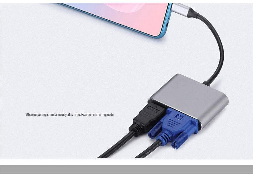 USB-C To HDMI & VGA Dual Display 4K Adapter