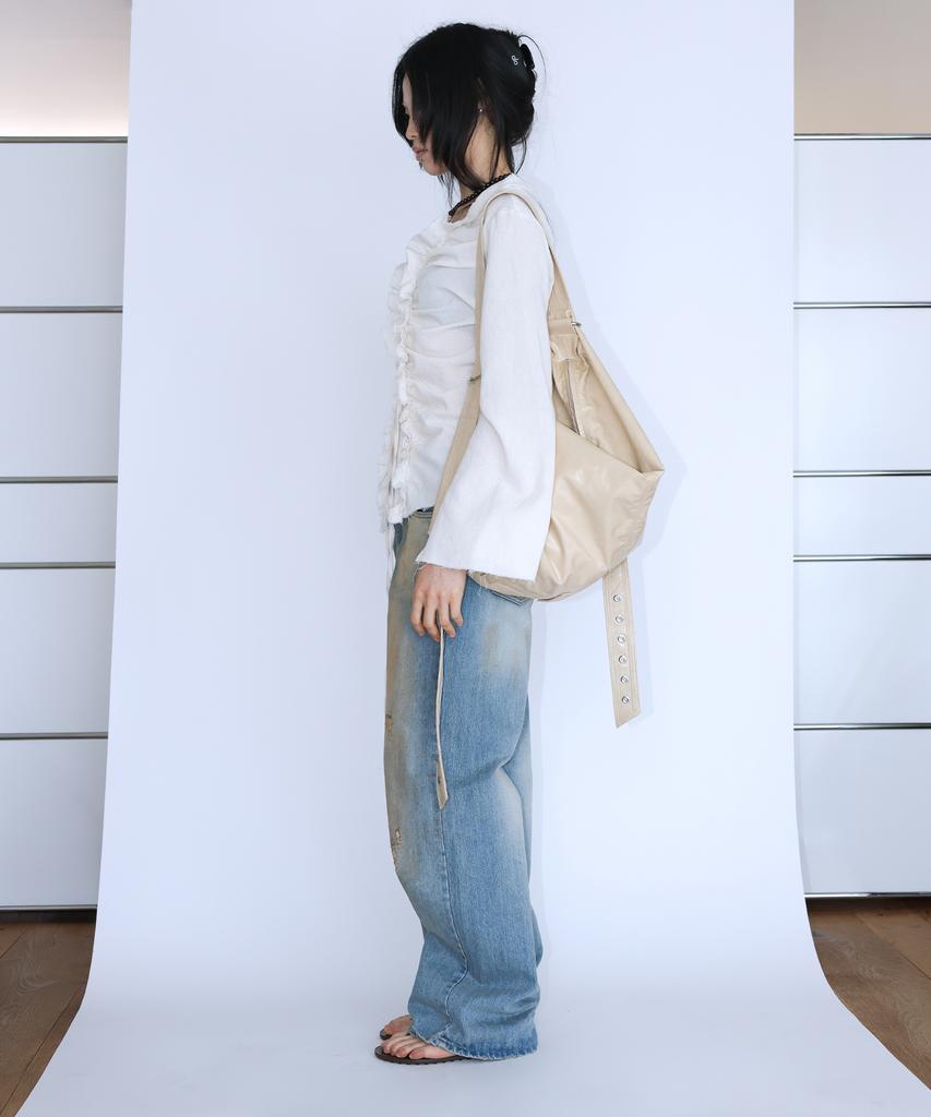 Teensy Hollow Drape Belted Hobo Bag (Butter)