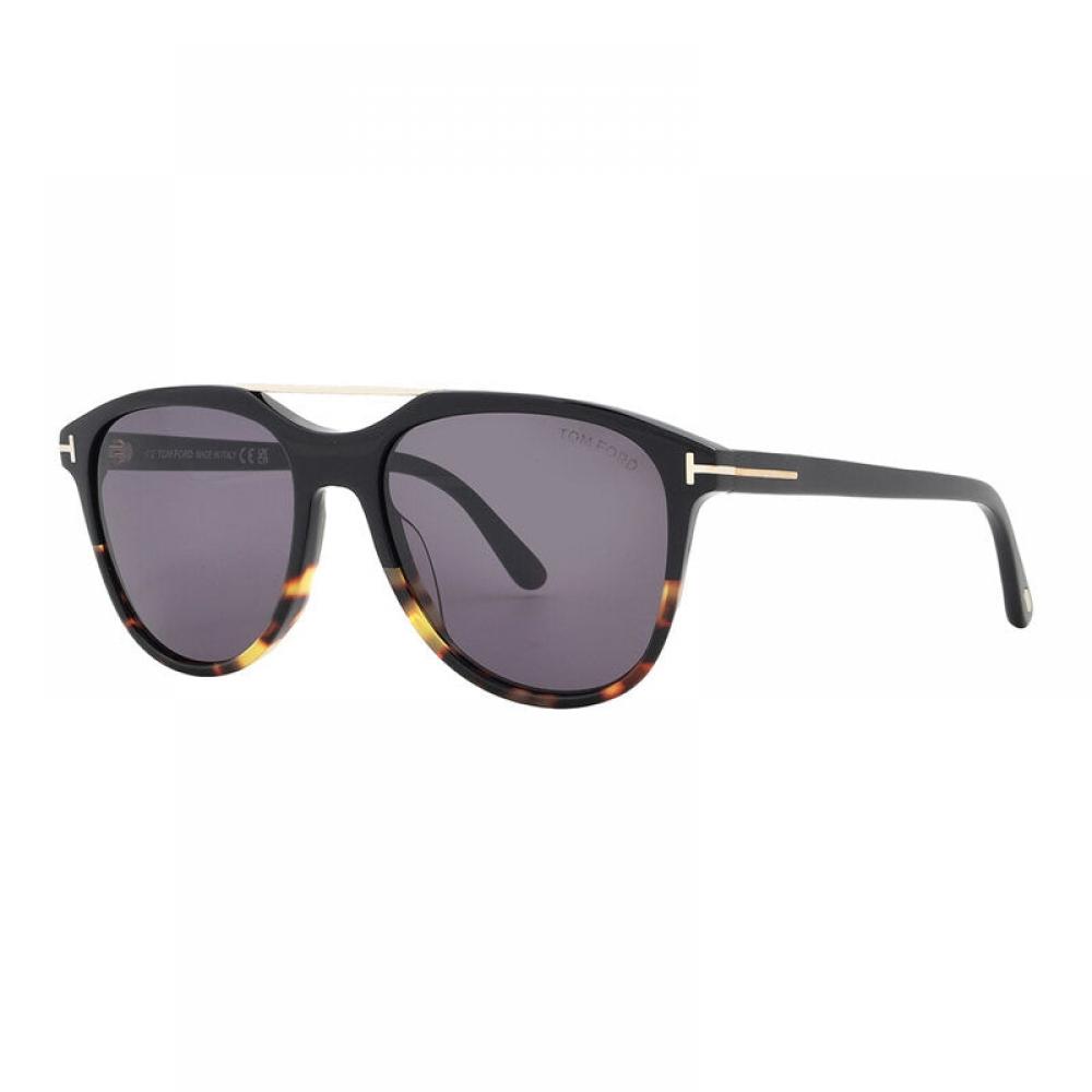 Tom Ford Sunglasses Aviator Full Rim  Black Havana Frame And Smoke Lens Ft109805a Blue