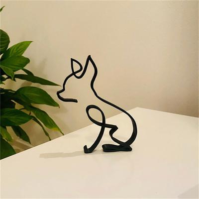Metall Djurfigur Hund Katt Minimalistisk Konst Skulptur Bordsdekor Abstrakt Hund eller Katt Prydnad för Hem Kontor Skrivbord Spiselhylla Sidobord