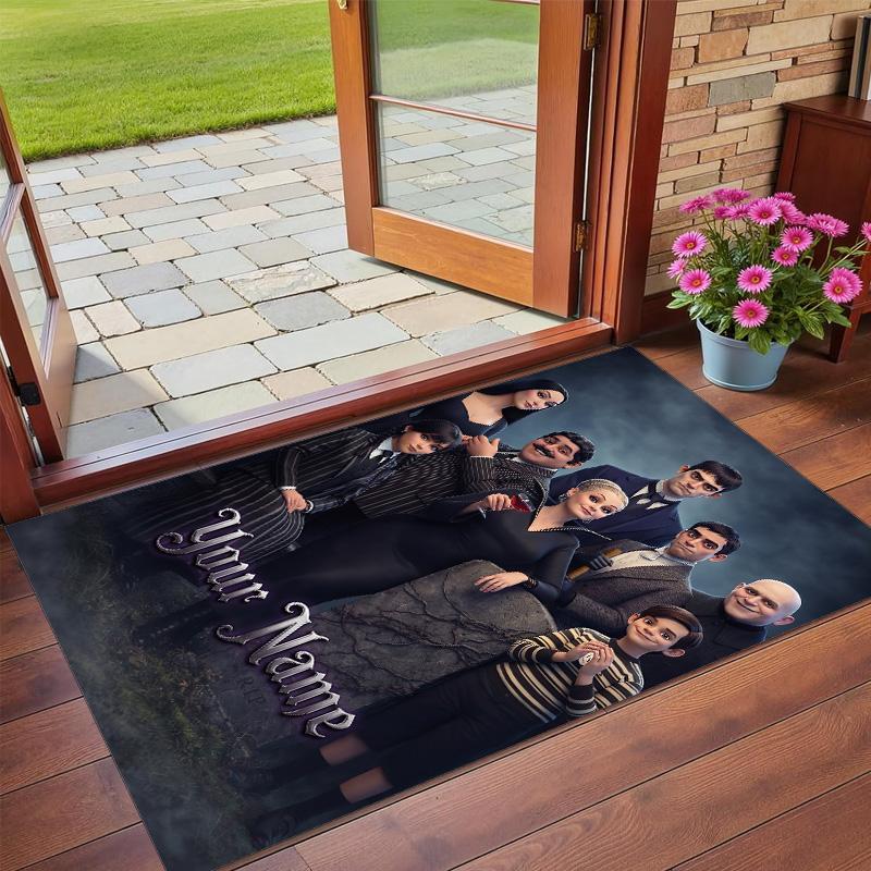 Crystal Velvet Rug Custom Name Text, Soft Non Slip Floor Mat Home DecorThe Addams Family
