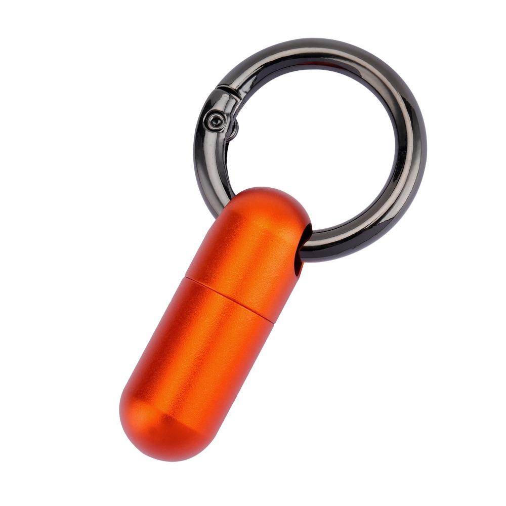 Sealed Design Keychain Pill Case Waterproof Pill Container Portable Pill Organizer Camping Aluminum Orange