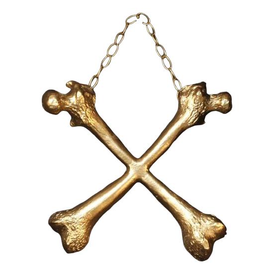 Yousheng Gothic Crossbones Wall Decor Resin Chain Bone Decor for Dark Academia Homes Black Gold Macabre Hanging Pendant for Bone Collectors