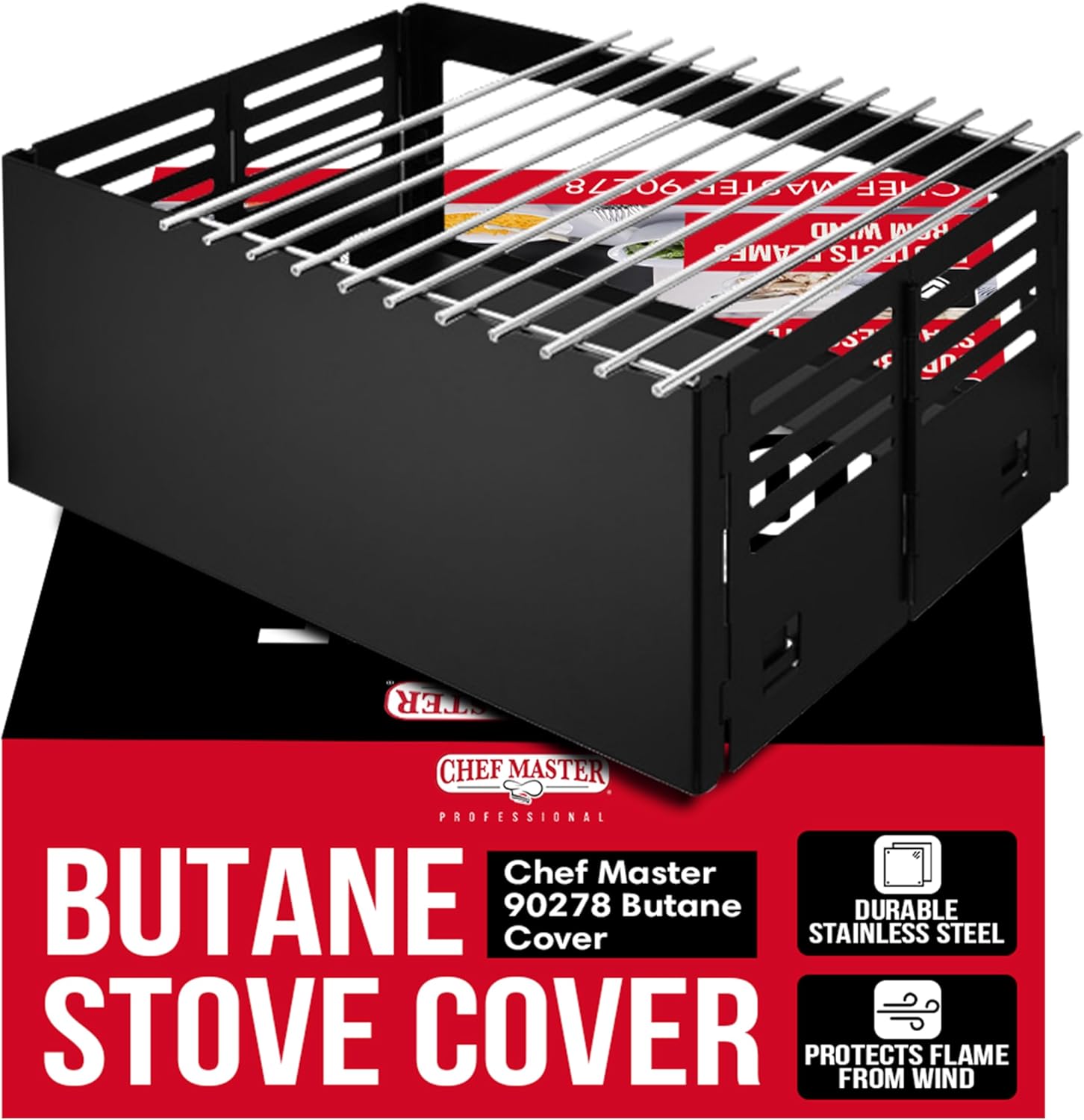 

Butane Stove Cover - Stainless Steel Wind Blocker - Universal Fit for Camping Stoves - Portable Cooking Essential