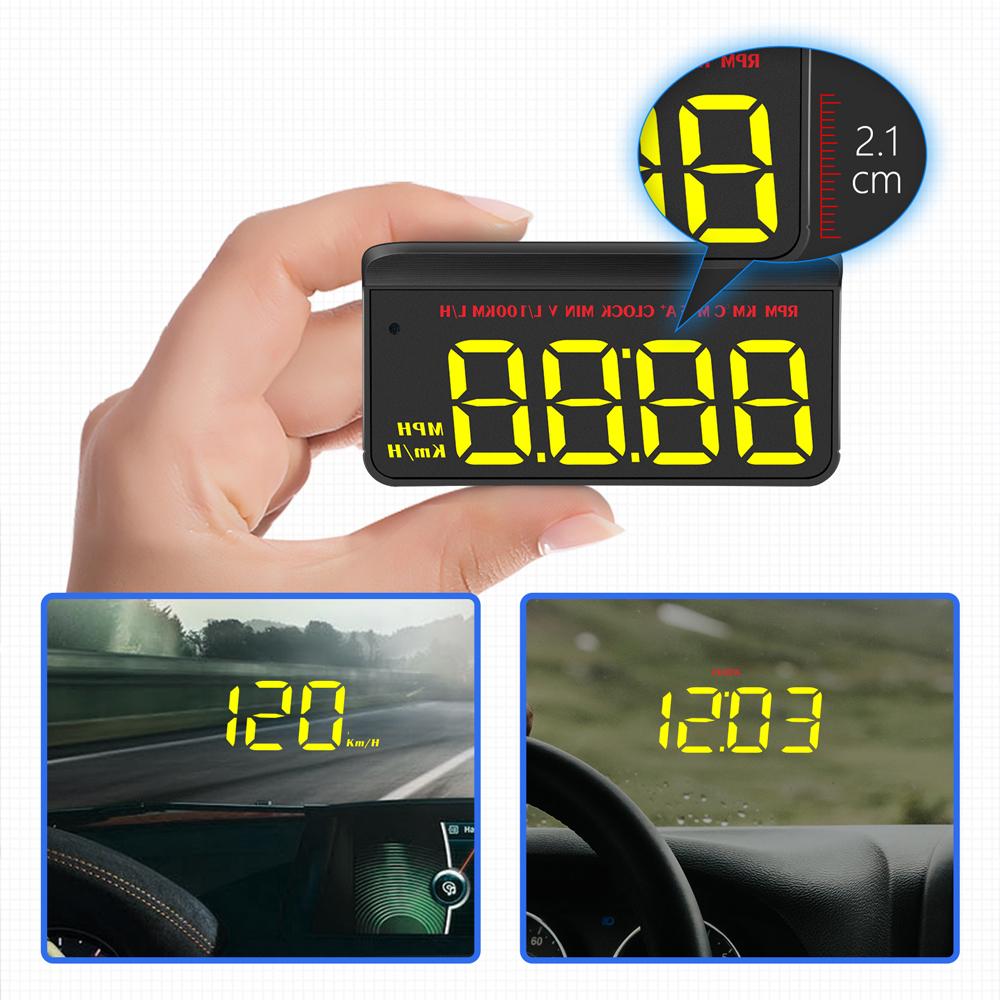 Head Up Display OBD2 Car Speedometer Water Temp Clock HUD Over-speed Alarm Big Font Windshield Projector Auto Electronic Parts