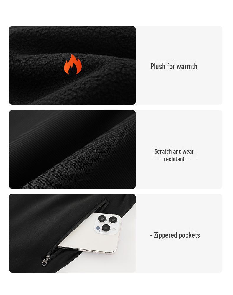 Pánské slim fit větruodolné kalhoty s velurovou podšívkou - ležérní, všestranné a teplé pro podzimní a zimní dojíždění