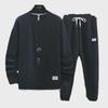 Men's Autumn/Winter Waffle Suit: Trendy Long-Sleeve Sports Two-Piece Set