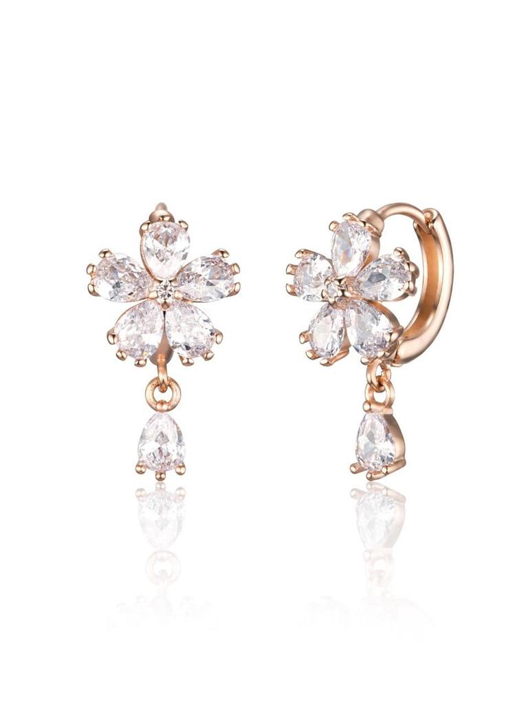 14K GF Flower Water Drop One-Touch Earrings C24EGF205