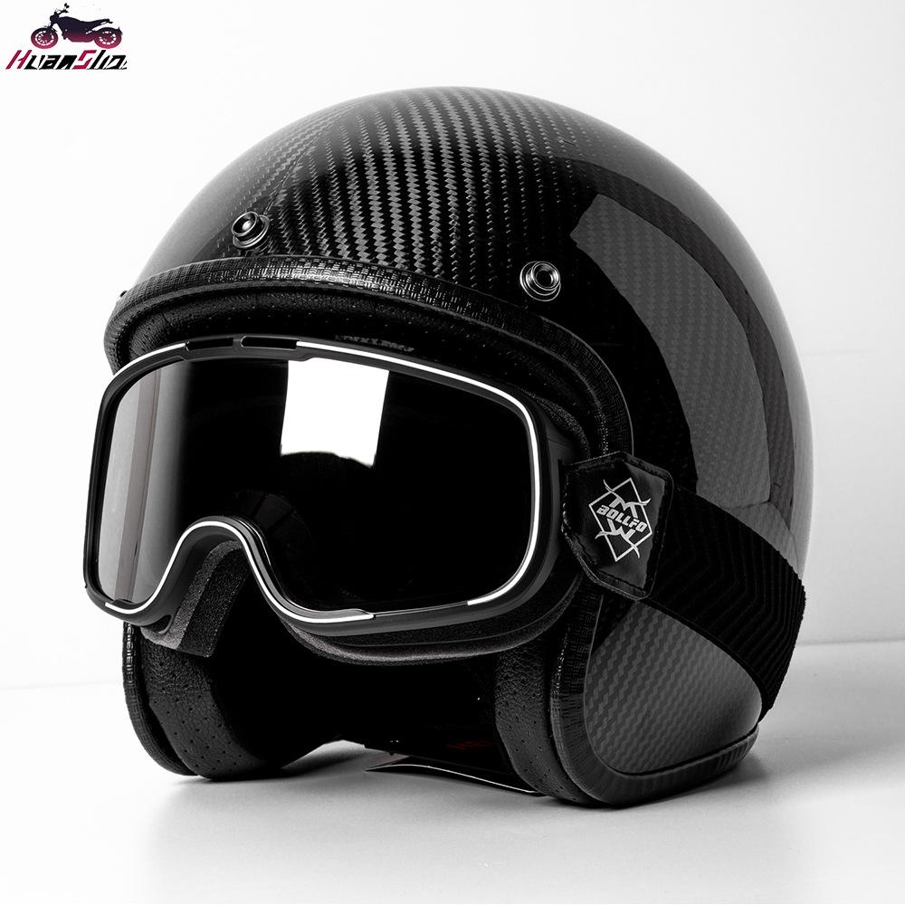 Forged Carbon Fiber Three-Quarter Retro Motorcycle Helmet