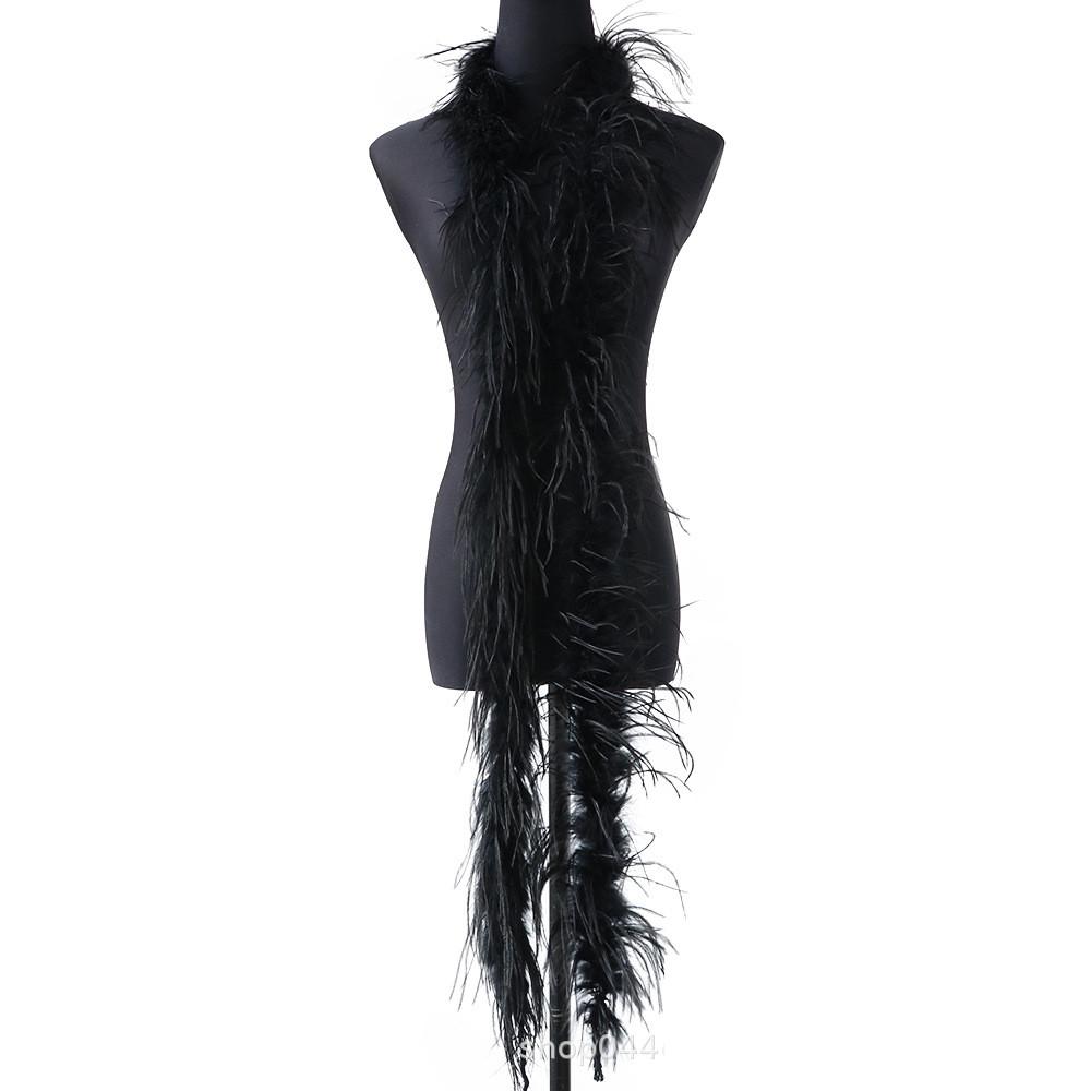 2 Meters/Bag South African Colorful Ostrich Feather Villus Fluff Bar Strip Dyed Pattern Performance Dress Hat Scarf