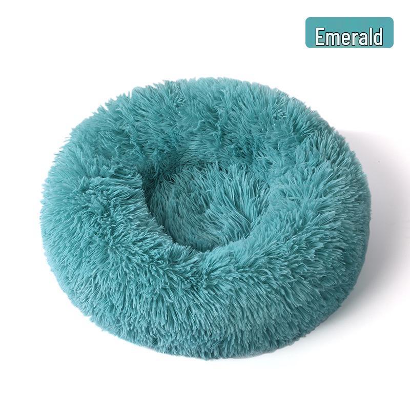 Round Plush Winter Pet Bed: Removable, Warm Cat & Dog Nest Cushion