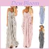 Comfortable And Oversized Women Summer Striped Long Maxi Dress For Casual Beach Days