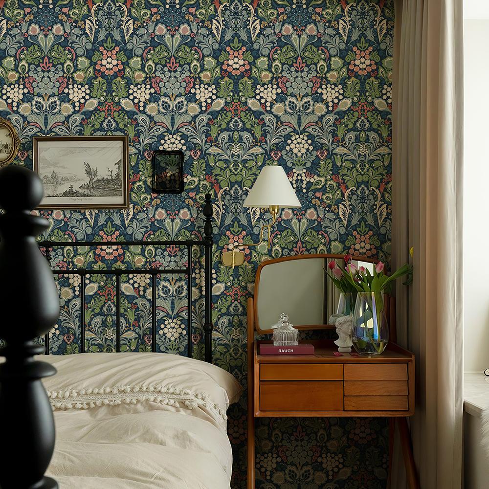 17.3"X472.4" Retro Boho Peel And Stick Floral Wallpaper Classic Waterproof Cabinet Stickers For Living Room Office Kitchen