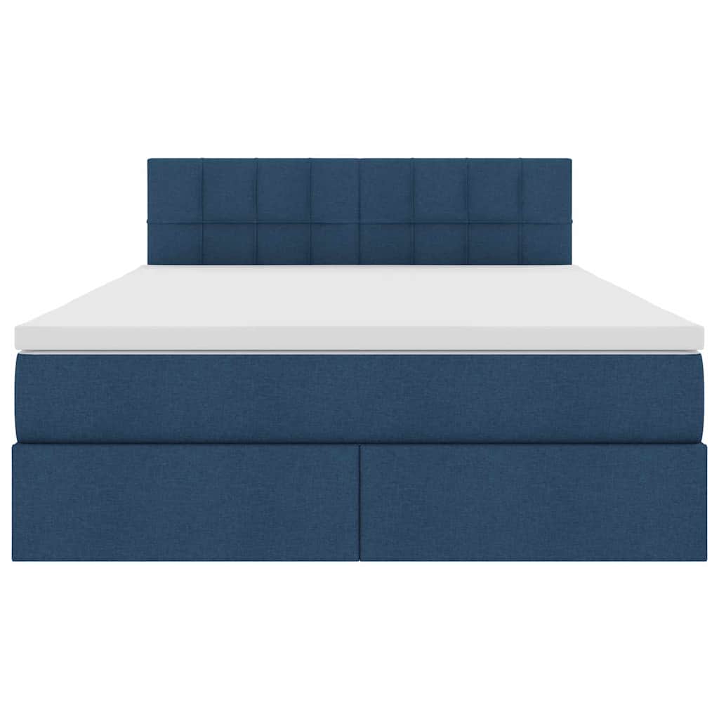 Storage Bed with Mattress Blue 140 X 190 Cm Particleboard