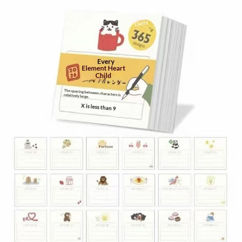 

Настольный отрывной календарь в японском стиле на 2026 год - Ежедневный иллюстрированный блокнот в милом стиле иллюстраций A