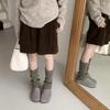 Vintage Tea Brown & Grey 3D Pattern Warm Knitted Knee-High Leg Warmers for Women