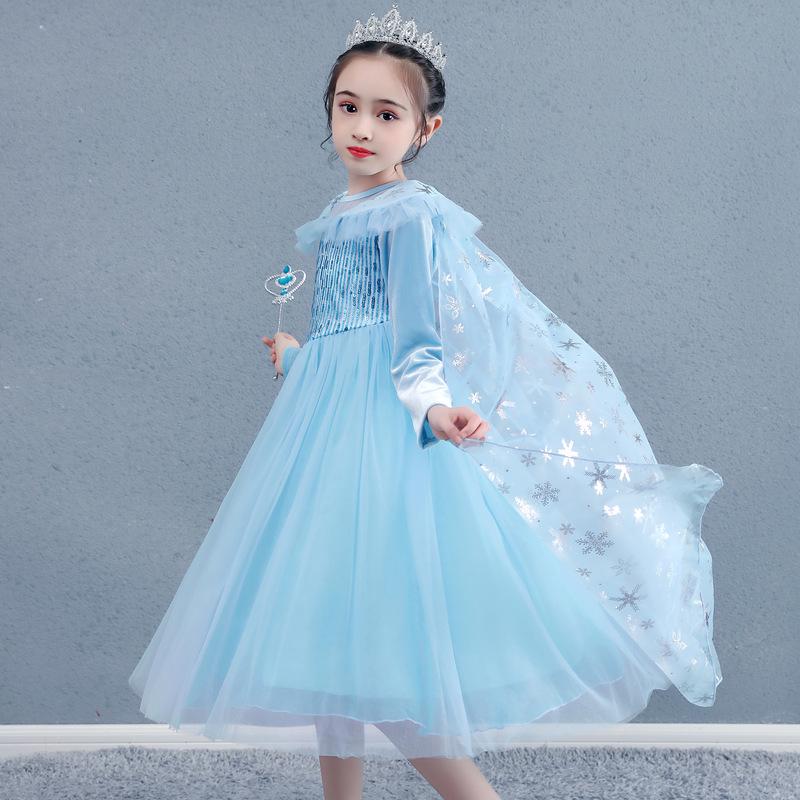 Girls' Long Sleeve Frozen Elsa Christmas Dress