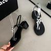 Fashion Cute Heart Rhinestone Decoration Clip Toe Sandals Women Summer Fashion Wedge Chunk Square Heel Flat Sandals for Girls Beach Shoe
