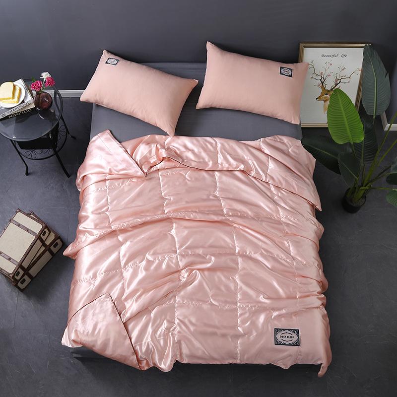 Satin Silk Cooling Blanket Summer Ice Silky Cooling Polyester Fibre Home Healthy Sleep Thin Quilt Smooth Blankets