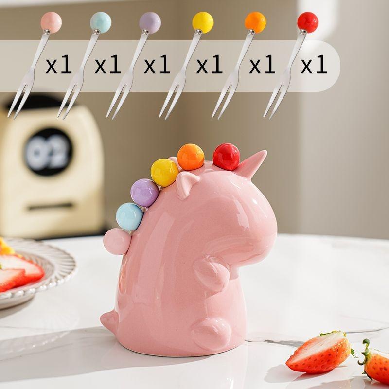 Creative Kawaii Stainless Steel Fruit Fork Cute Storage Set Fruit Fork Kitchen Storage Coffee Tea Dessert Fork Gift Set