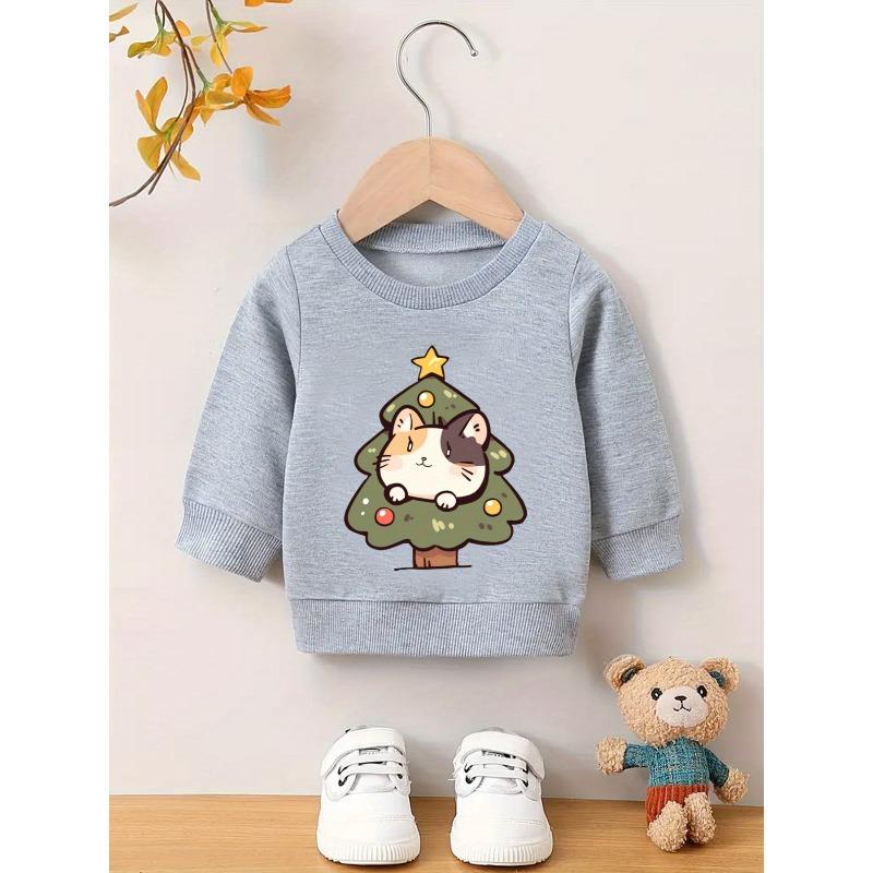European sizes Christmas Dreamy and Sweet Printed Pattern, Skin Friendly and Durable for 0-3 Year Old Baby Kids. Versatile Thin Baby Round Neck Hoodie