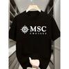 T-shirt da uomo taglia europea con logo MSC Cruises - Maglietta ufficiale a maniche corte con stampa logo del marchio, traspirante, adatta per le vacanze in crociera