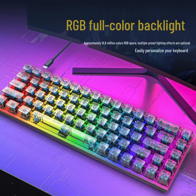 Y-FRUITFUL K60 Wired 68-Key Transparent Mechanical Keyboard