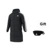 adidas 3-Stripes 3S L Down Jacket Warm Windproof Water-Resistant Duck Down Striped Zipper Hooded Long Coat Men Outerwear Black KC2498