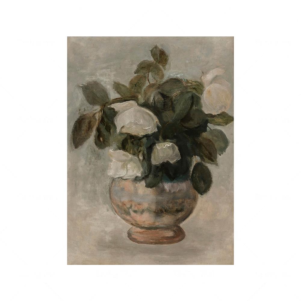 

Винтажная французская деревенская картина маслом на холсте, постер, цветочные европейские художественные принты, ретро-ботаническая галерея, настенные картины, декор 21x30cm No Framed