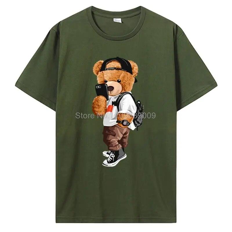 Herrmode Teddybjörn T-shirt Ren bomull Toppar T-shirt Roliga unisex-tröjor Sommar Oversized kvinnlig T-shirt Harajuku Streetwear