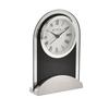 Wm.Widdop Black Glass Panel Aluminium Base Mantel Clock