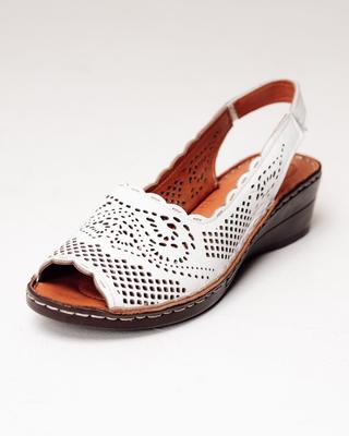 Keilsandalen perforiert 506150 36 weißes Leder