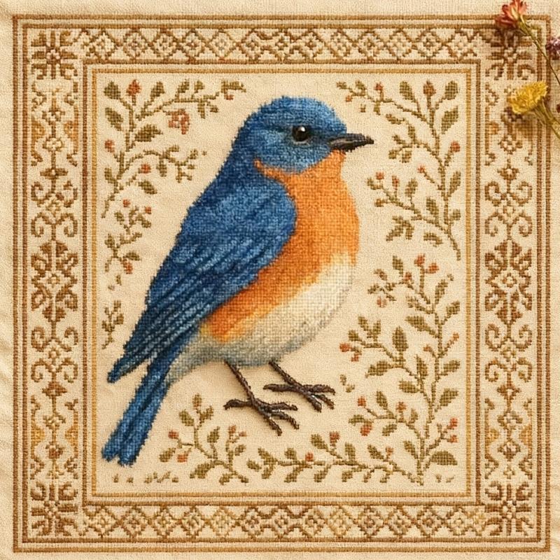 Bird Embroidery Craft Set For Adults Kids Detailed Pattern Guide Cloth Materials Art Project