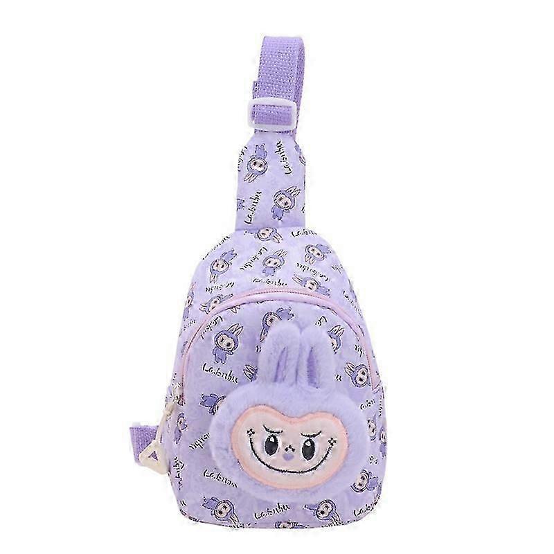 1Pcs Cartoon Labubu Plush Crossbody Chest Bag Cute Kawaii Children's Messenger Bags Outdoor Casual Satchels Portable Backpacks