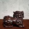 Ebony Carved Pixiu Solid Wood Pair - Home Cabinet Decoration & Craft Gift