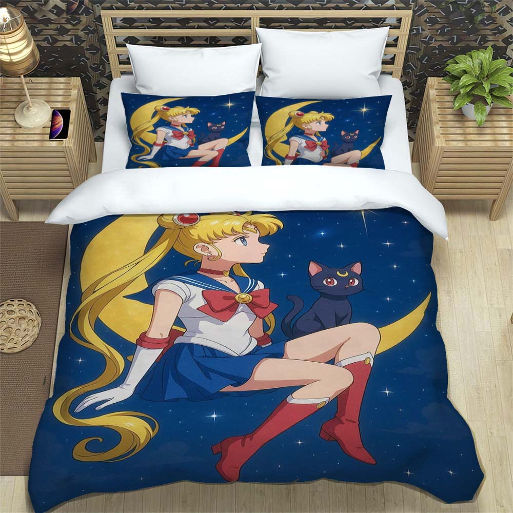 Neue Kawaii Sailor Moon Weiche und Bequeme Bettbezug, Kinderbettwäsche Set Geschenk, Extragroß, Mehrere Größen Verfügbar.