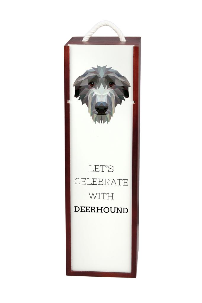 Chart Szkocki, Deerhound - Geometryczne Pudełko Ze Zdjęciem I Napisem Na Wino Marki Art-Dog