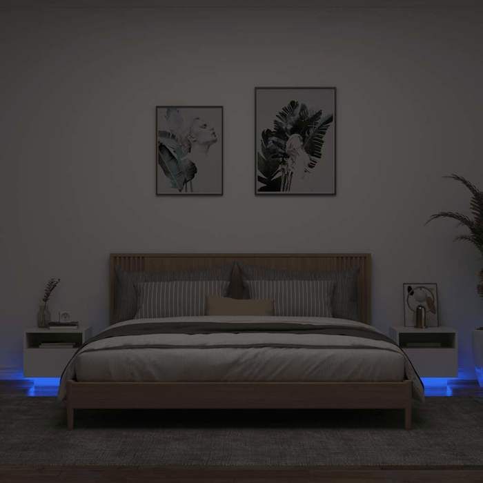Maison Exclusive - Armoires de chevet avec lumières LED 2 pcs blanc 40x39x37 cm